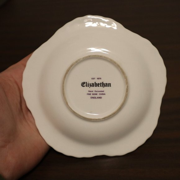 Floral Pentagonal Elizabethan Hand Decorated Fine Bone China England Dish Plate - Picture 4 of 5